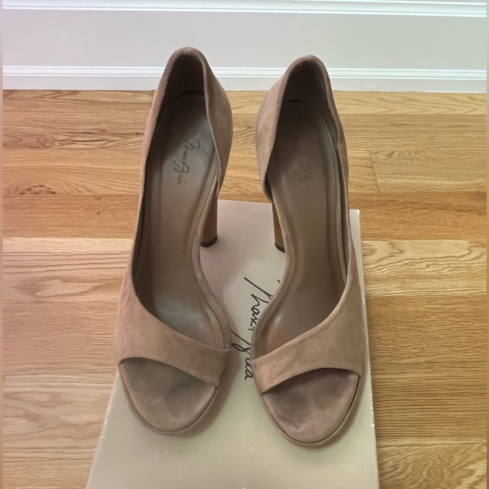 Max Azria Suede Heeled Sandals, Size 10